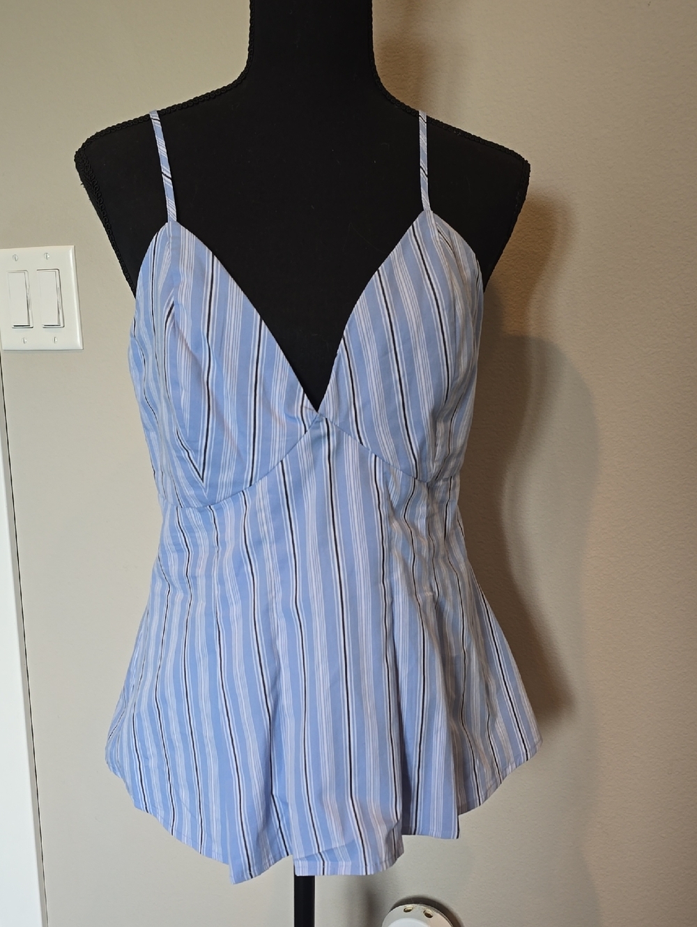 a new day Blue and White Striped Spaghetti Strap Cami